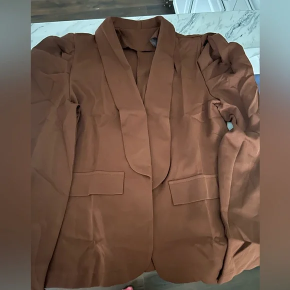 Women's lightweight Puff Sleeve Blazer Jacket with Pockets - Picture 5 of 5